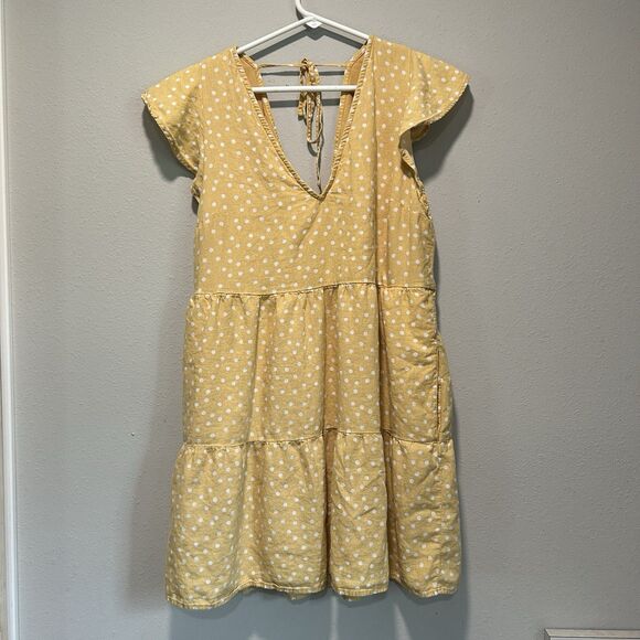 Abercrombie Fitch Dress Medium Pockets Polka Dot Festival V Neck Tiered Lined - Picture 1 of 10